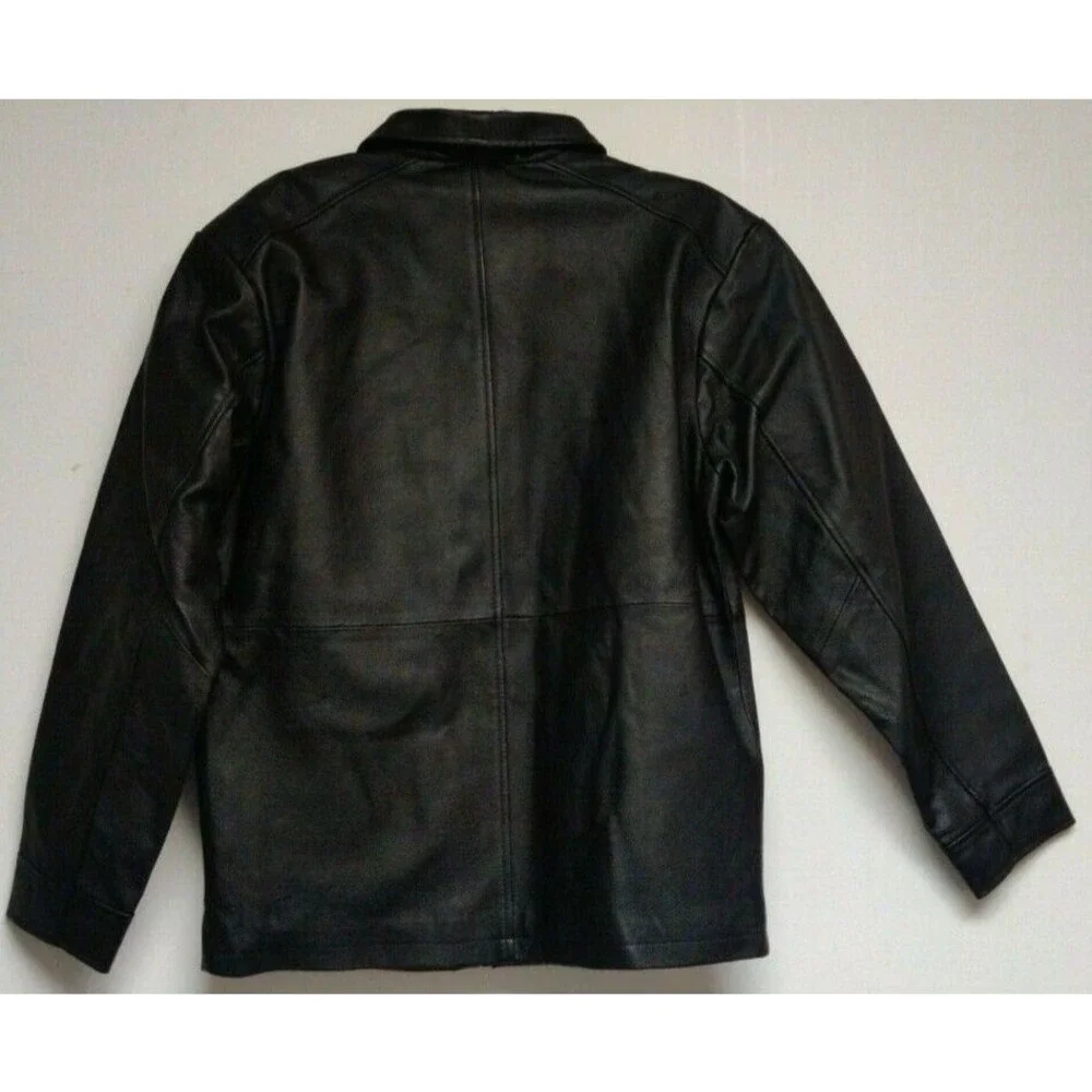 New-Authentic Apparel Apex Leather Zip Up Biker Coat Men’s Sz Small-Black Jacket_4